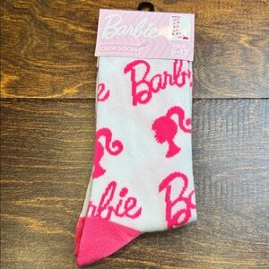 Barbie Crew Socks Pink & White Logo Print Women New size 9-13
